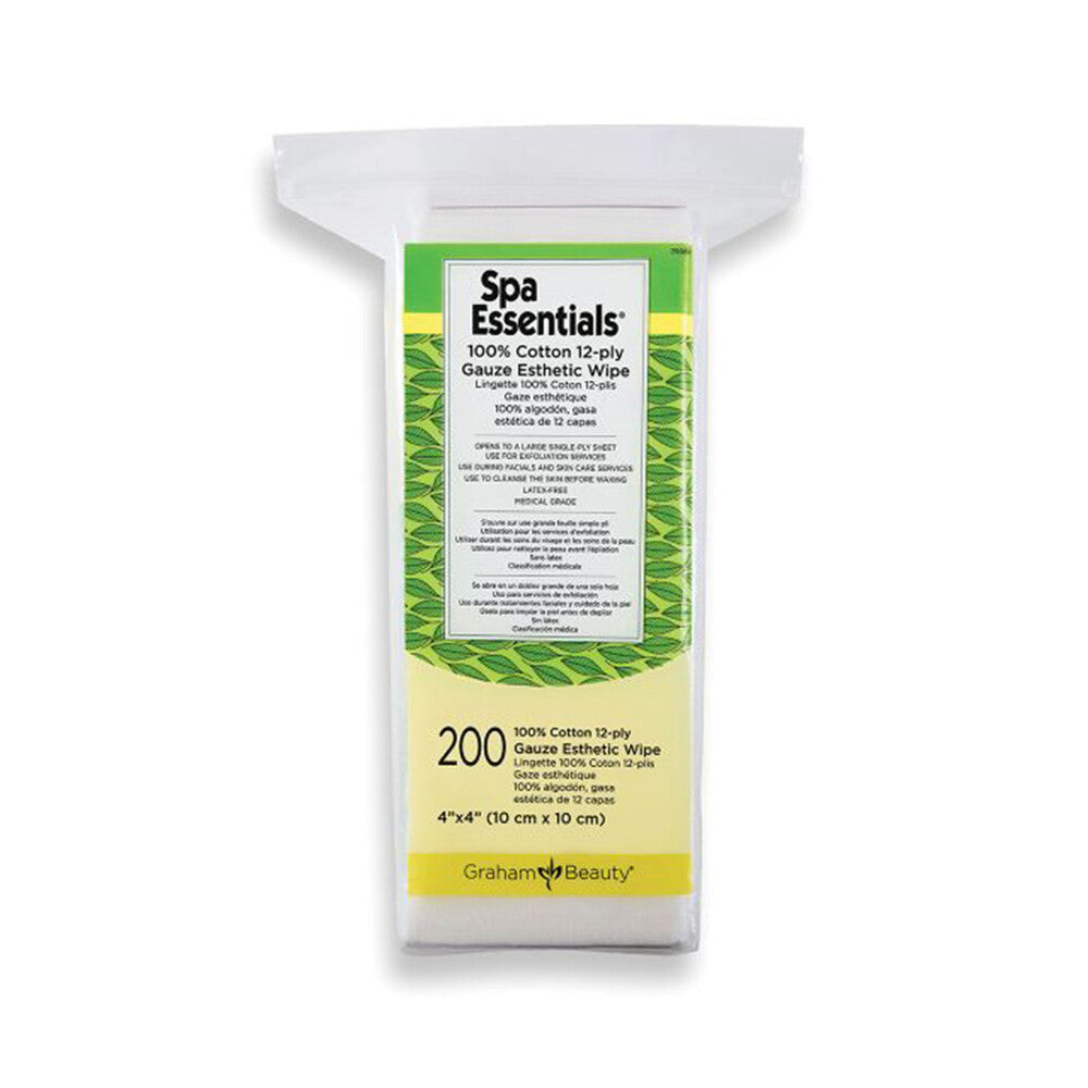 SPA ESSENTIAL 12 PLY GAUZE ESTHETIC WIPES 4" X 4" 200/PK